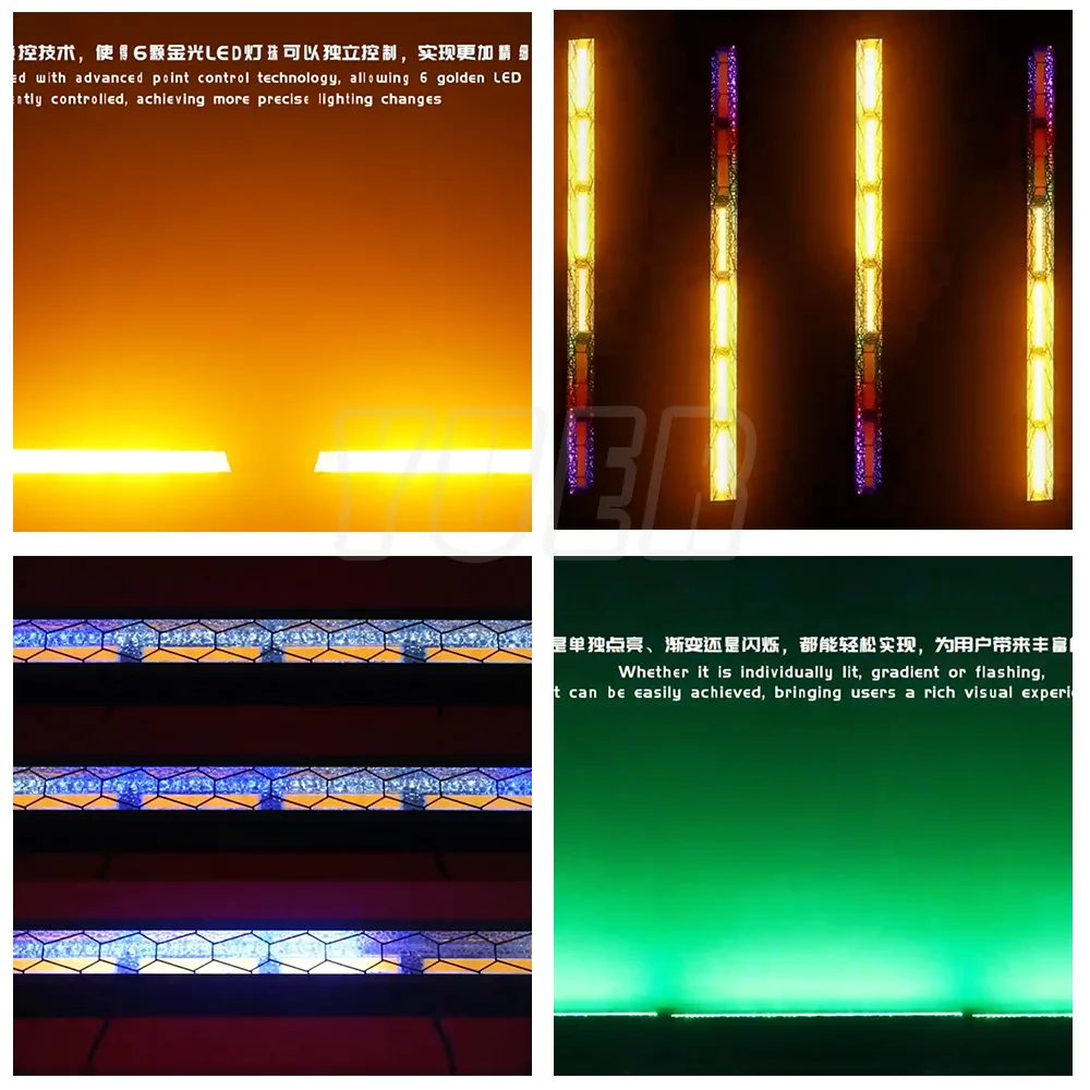 6PCS 6x60W LED Amber COB RGB Party Wall Wash Strobe Effect Stage Lighting DMX Music Control Club Bar Dj Disco Flash Lighting