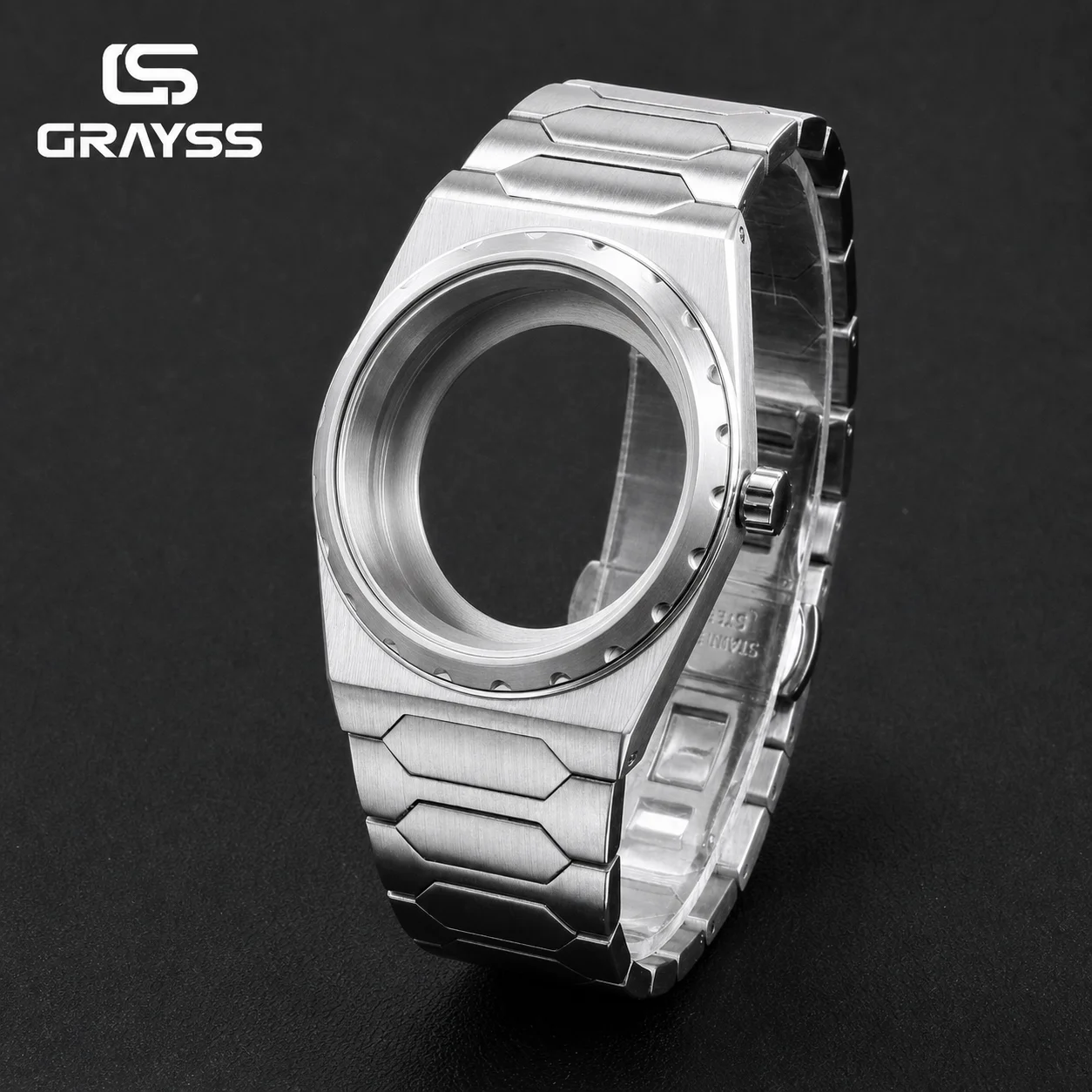 Grayss Neues integriertes gebürstetes Edelstahl-Uhrengehäuse mit Armband, 37 mm, für SKX NH35 NH36, Saphir, 20 atm, wasserdicht, Mod-Teile