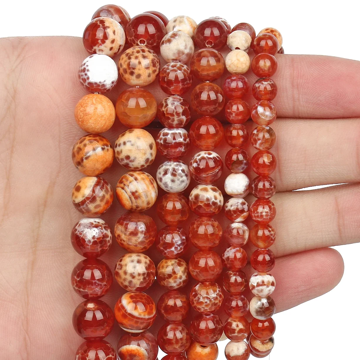 Naturstein Runde Flamme Stein Perlen Yooperlite Feuer Sodalith Lose Spacer Perlen für Schmuck Machen DIY Armbänder Halskette 15''