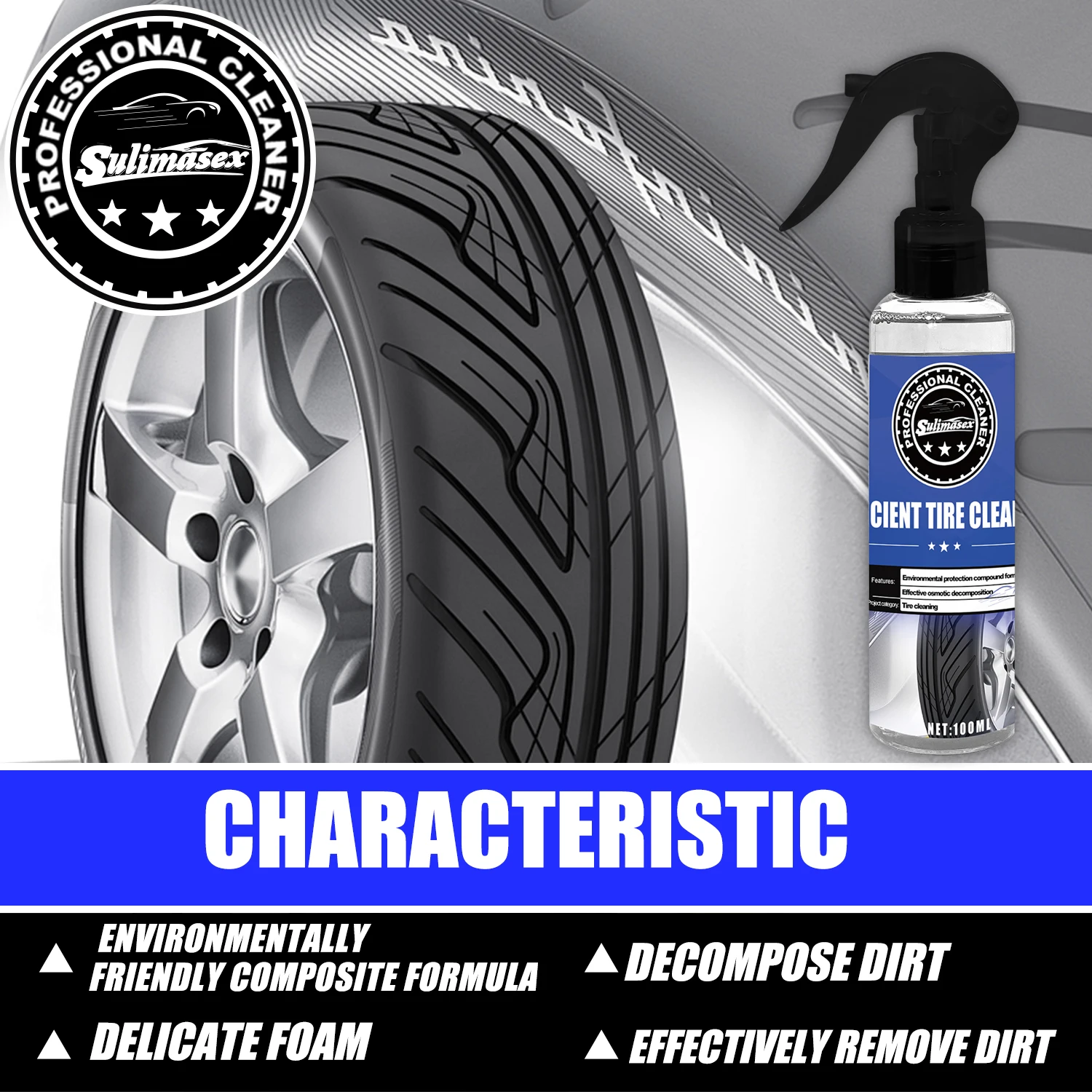 Sulimasex Hybrid Solutions Hyper Foam Wheel and Tire Cleaner, Spray on Heavy Duty Formula for Both Wheels and Tires