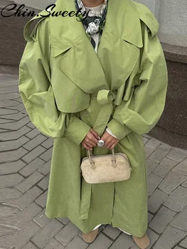 Loose Long Belt Women Windbreak Elegant Full Sleeve Lace Up Trench Double Breasted Female Jacket 2026 Spring Autumn Lady Outwear 5