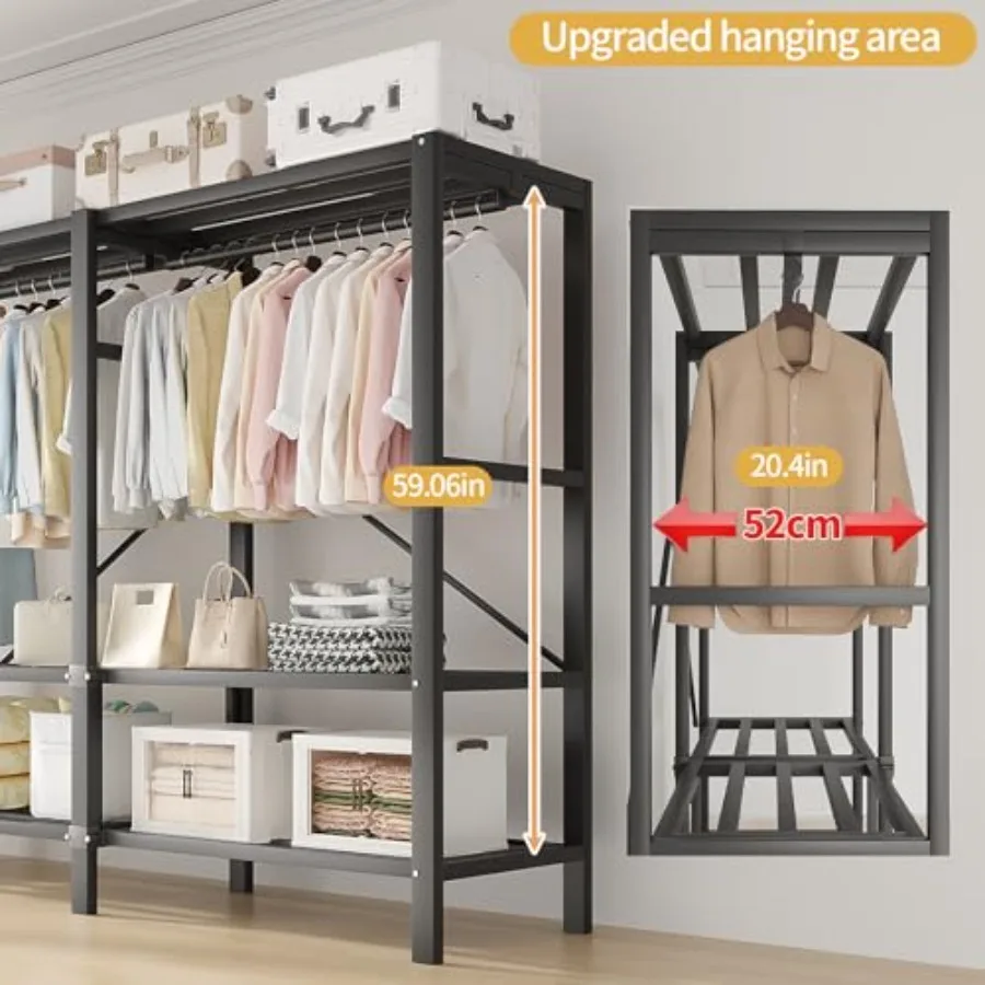 رف الملابس، رف الملابس عالي التحمل، منظم خزانة الملابس المحمول القائم بذاته من الفولاذ لتعليق الملابس مع 2 #4