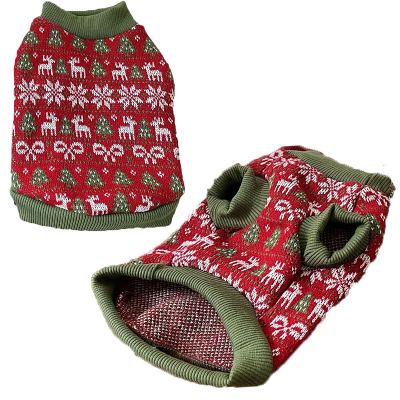 

Warm Dog Jumper Sweater Winter Christmas Knitted Clothing Short Sleeve Pet Clothes For Small Dogs Chiwawa Puppy Knitting Apparel