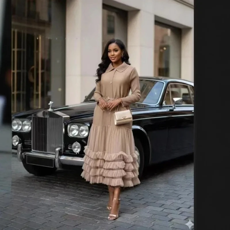 Miyake Geplooide Jurk 2025, Herfst Winter Vintage Effen Kleur Ontwerp Plisse Casual Losse Plus Size Jurk Plooien Dameskleding