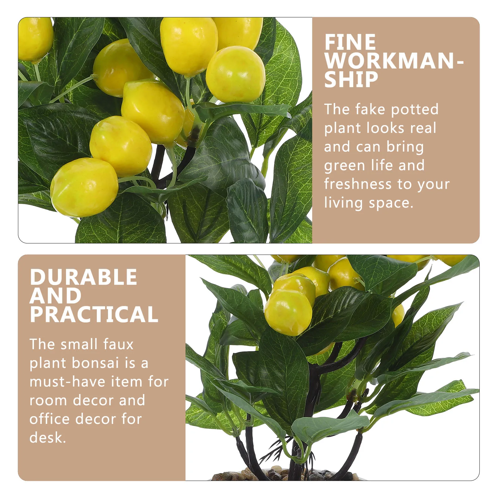 

Realistic Plastic Foam Lemon Bonsai Artificial Mini Tree Perfect For Desk Decoration Faux Plants No Maintenance Required