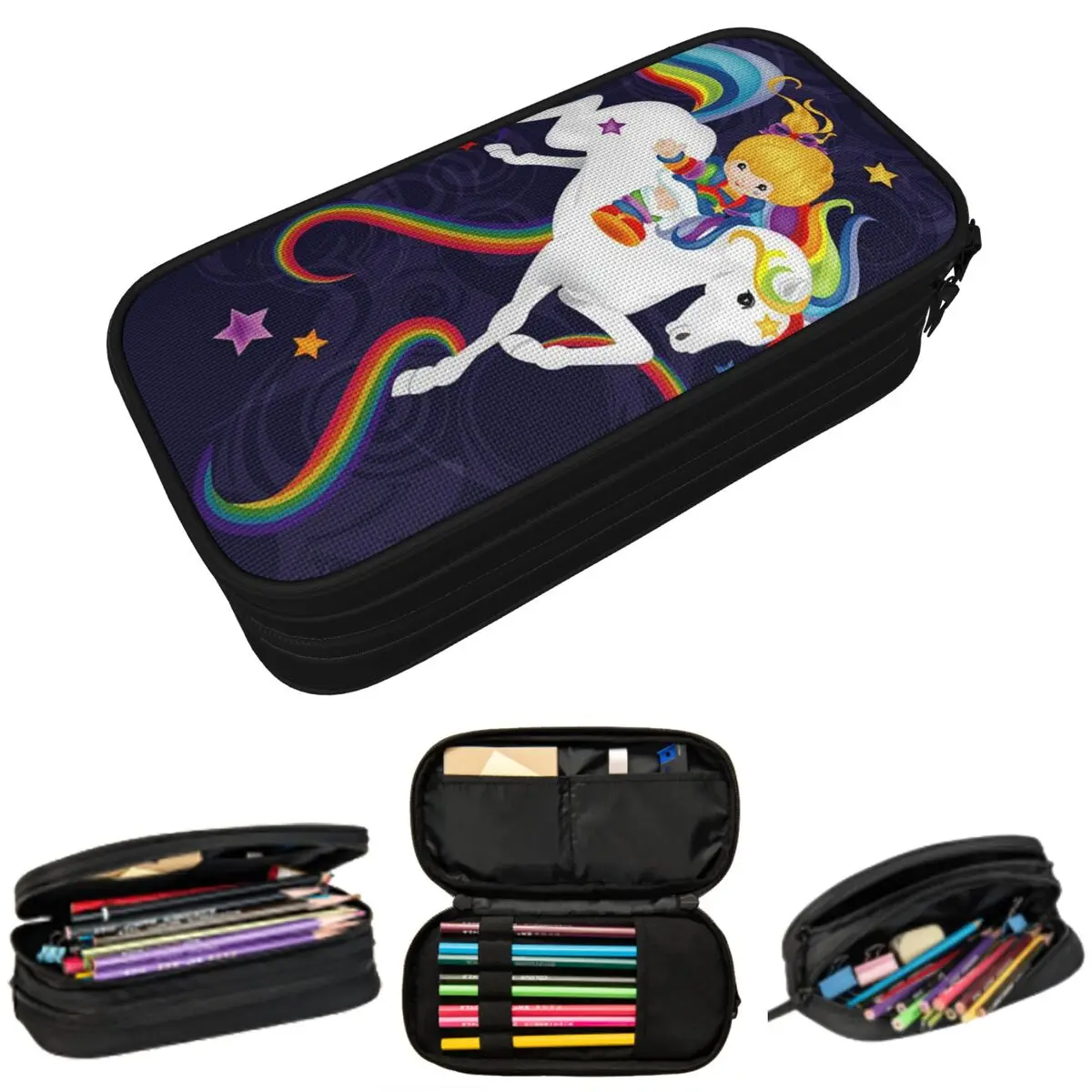 Rainbows Brite Pencil Case for Students Gifts Pen Box Pencil Bag Stationery Supplies Pen Holder Bag
