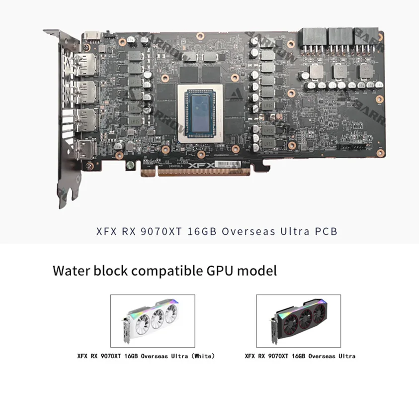 Barrow BS-XFX9070XT-PA GPU Water Block Use for XFX RX 9070 XT Mercury OC Magnetic Air /Gaming Video Card / Liquid Cooler