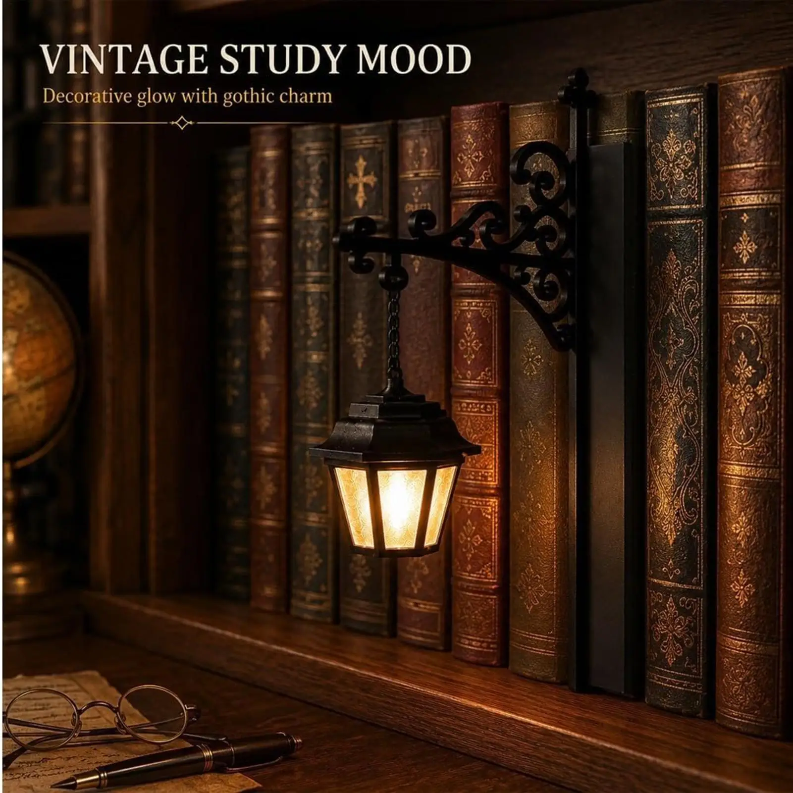 Unique Bookshelf Lamp Library Lantern Mini Night Light Book Library Nook Decor Creative Reading Gift for Bedroom Home Office