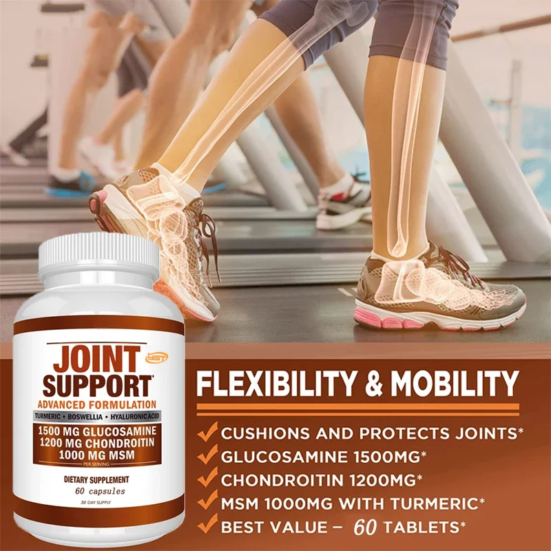 60 capsules containing glucosamine chondroitinand turmerictosupport joint health, activity,and high cartilage absorption formula