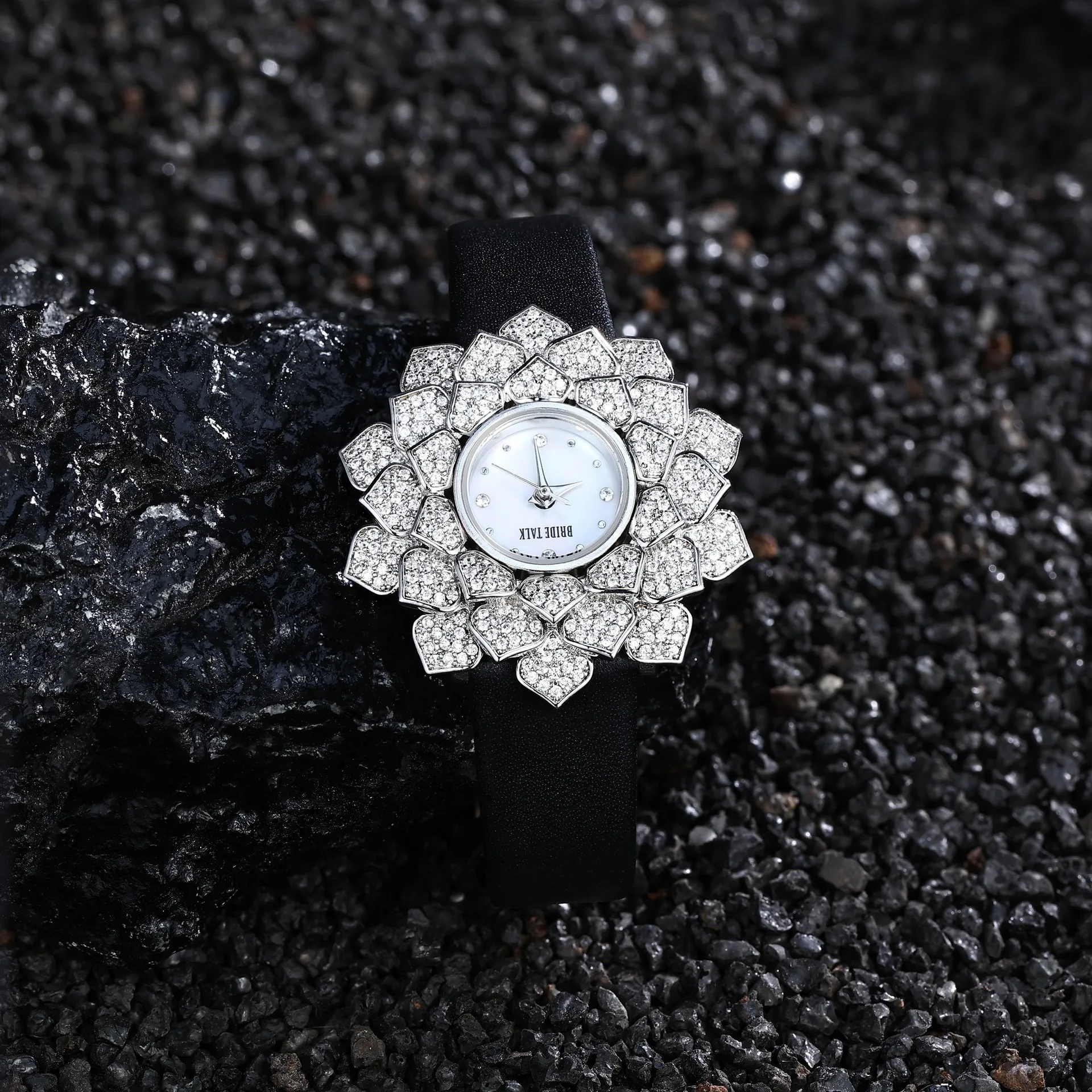 IN JEWELIFE Genuine Leather Watch for Women AAA Cubic Zircon Crystal Watch for Wedding Party Jewelry Japan Movement Waterproof