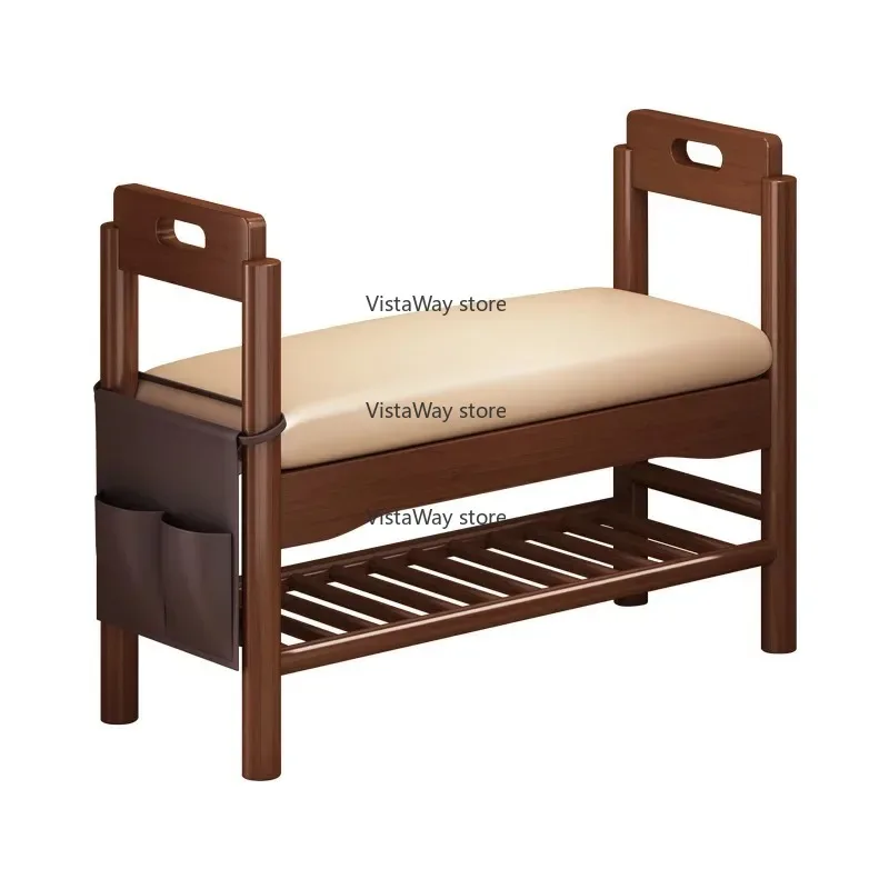 Solid wood shoe change stool door with armrest shoe entry can sit shoe cabinet sitting  integrated porch