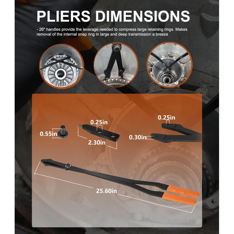 26" Internal Retaining Ring Pliers #1489 Snap Ring Tools Fit for GM 5L40, 5L50, 6L50, 6L80 and 6L90 Transmissions image 6