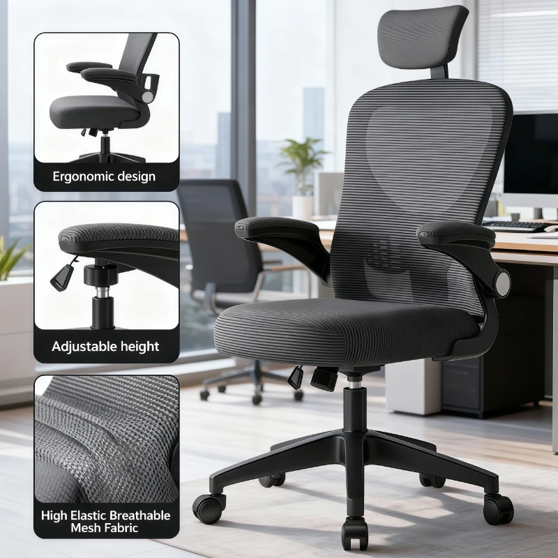 

Ergonomic Office Chair Adjustable Lumbar Support Mesh Computer Desk Chair Swivel Reclining Headrest Armrest Home Gaming Student