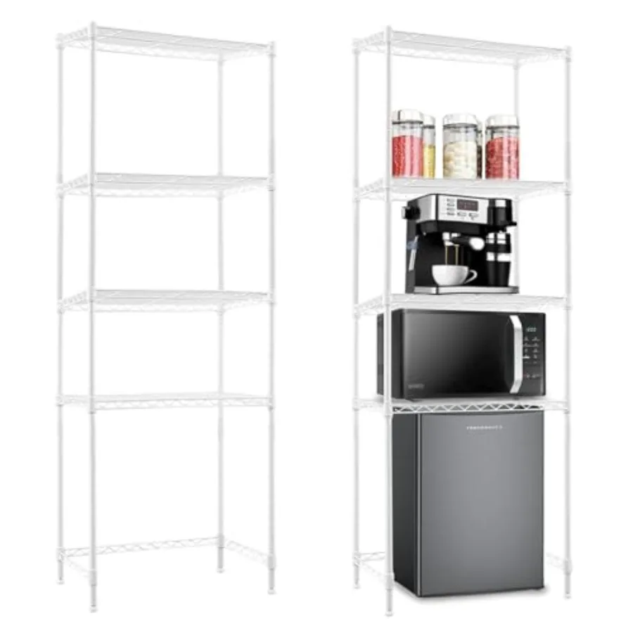 

4 Tier Mini Fridge Shelf with Storage Over Mini Fridge Storage and Microwave Stand Height Adjustable Metal Storage Rack for Dor