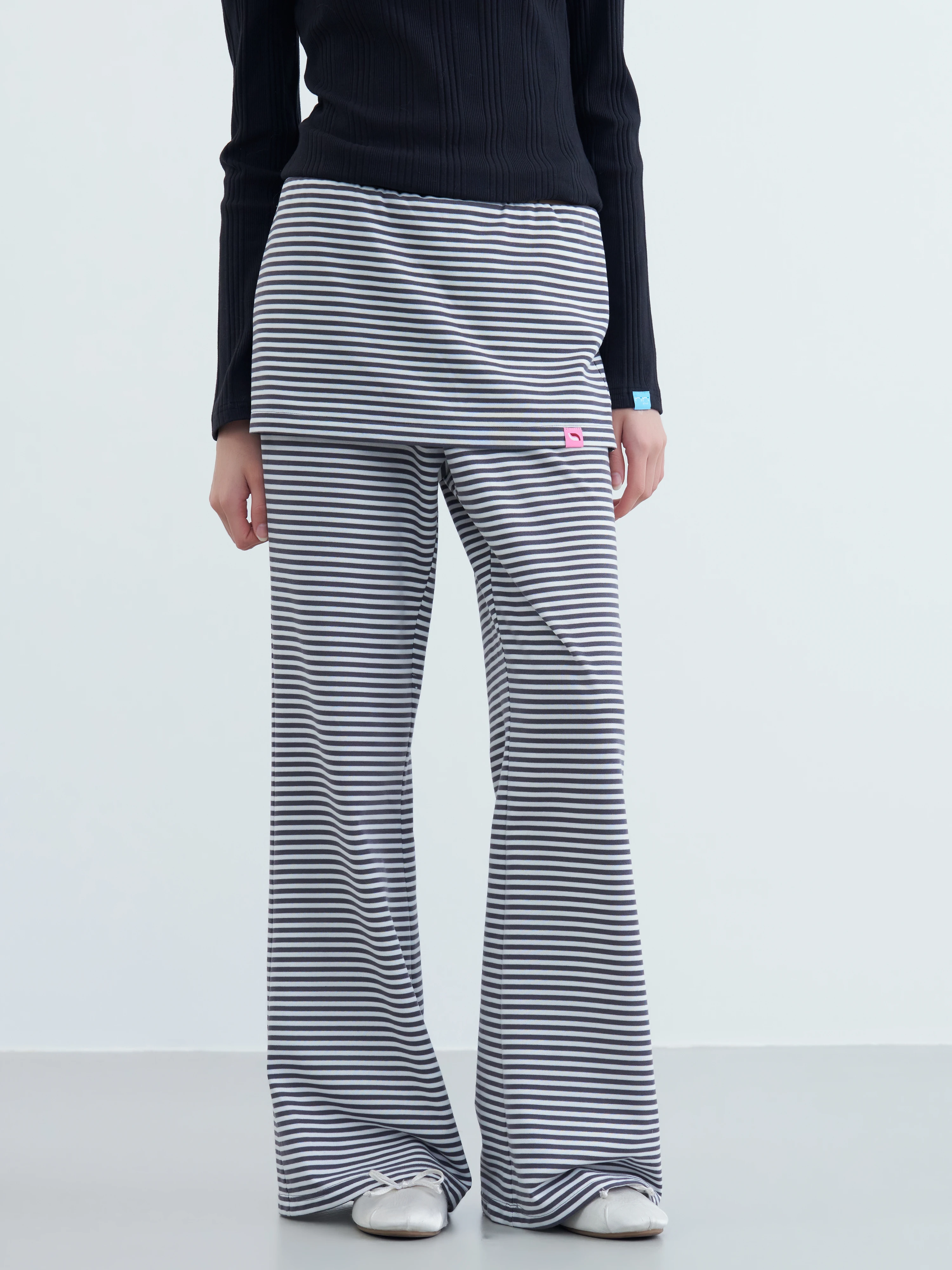 Riverstone plus Casual  Striped Cute Skirt Pants Women's Loose Straight Leggings Slimming Effectiveness Two-Piece Suit