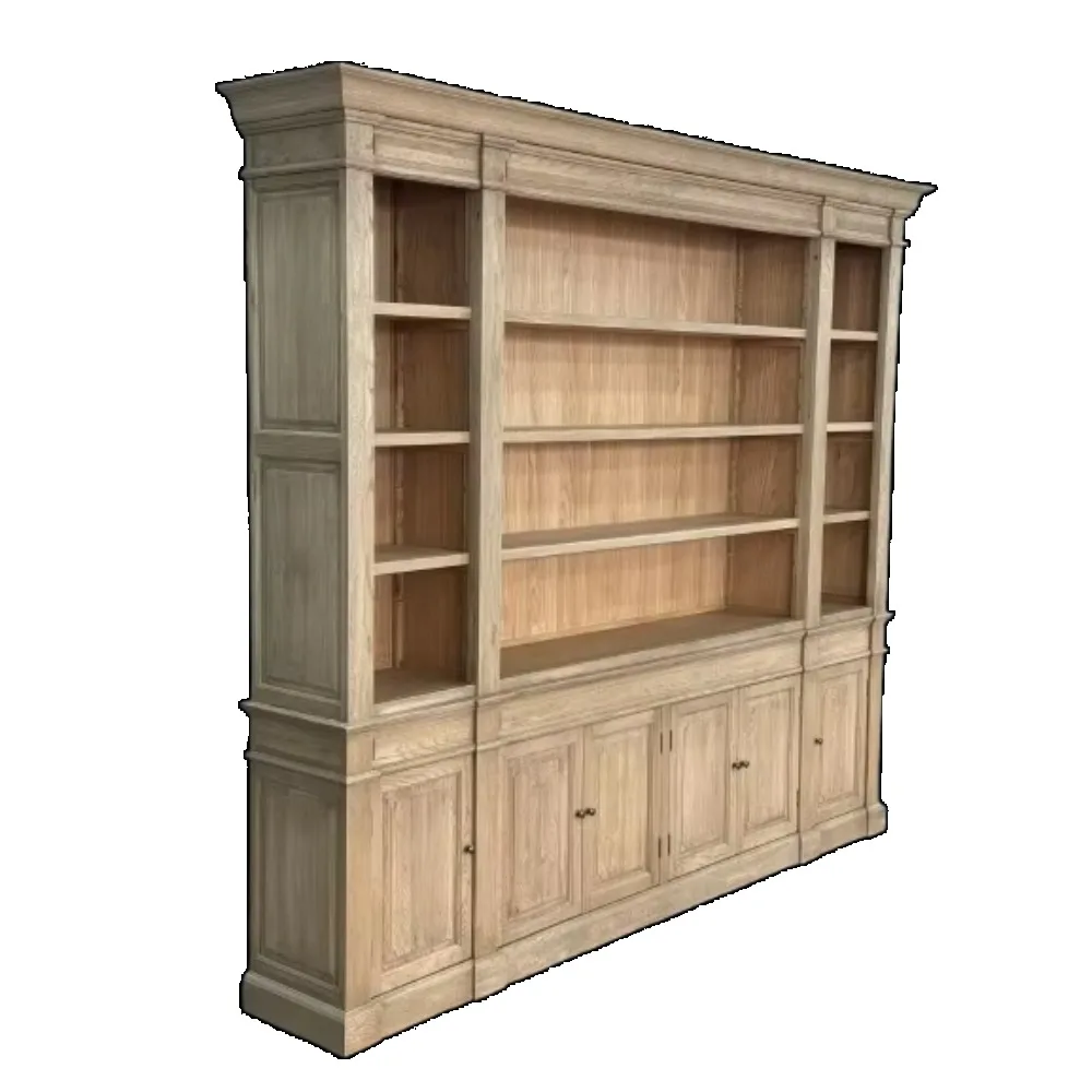 Thrift Library, Full-wall Large Bookshelves, Solid Oak Living Room Bookcase