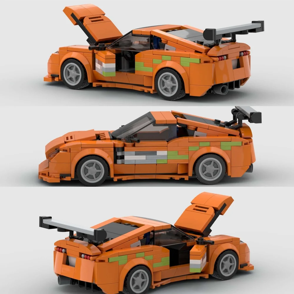358 Uds. Bloques de construcción MOC para coche Toyota MK4 358 Uds. Bloques de construcción MOC para coche deportivo naranja Toyota MK4