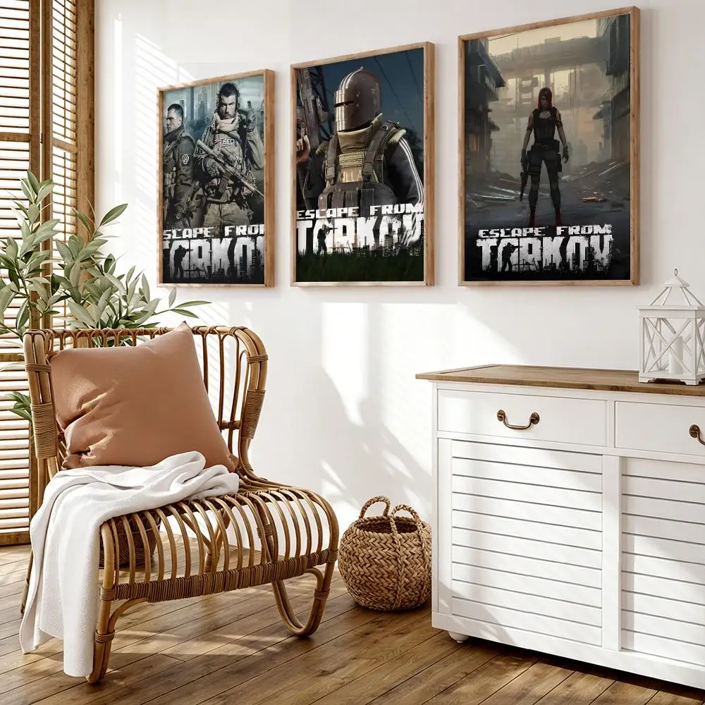 Game E-Escape from Tarkov Poster Wall Stickers HD Painting Self Adhesive Art Decals for Bedroom Living Room Home Decor
