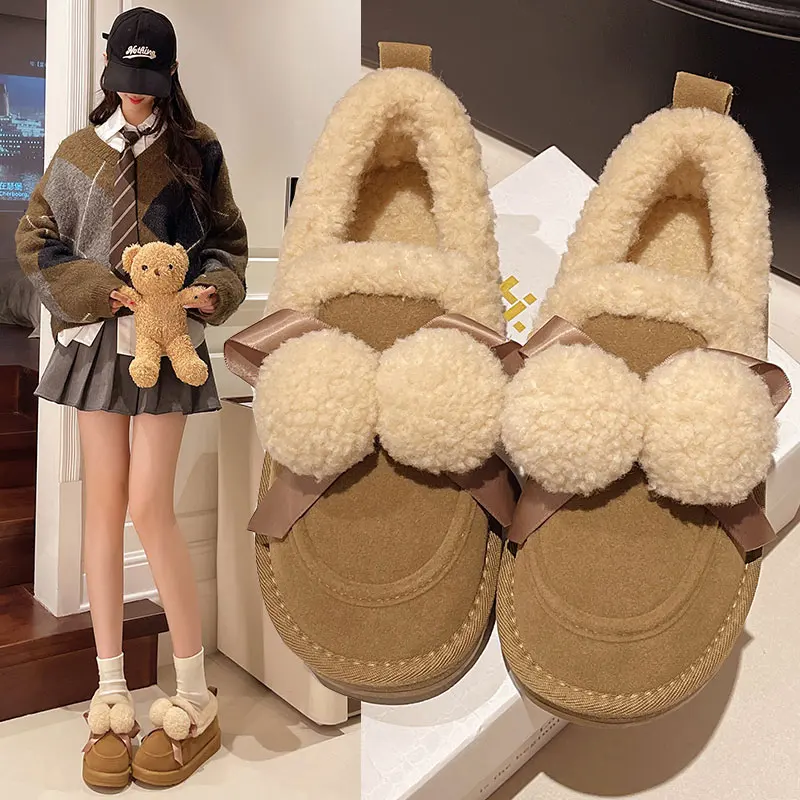 Lolita Boots Boots-Women Plush Winter Footwear Australia Female Shoes 2024 Fur Snow Ladies Loafers Winter Boots Lady Female Shoe