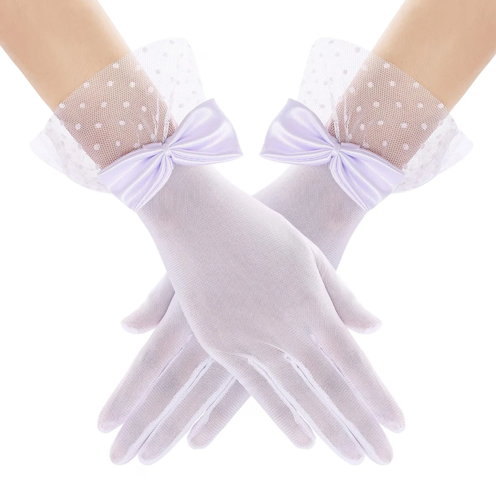 Elegante Kurze Spitzenhandschuhe mit Schleife, Dekorative Handschuhe für Damen, Geeignet für Partys, Hochzeiten und Formelle Abendveranstaltungen – Detail 3
