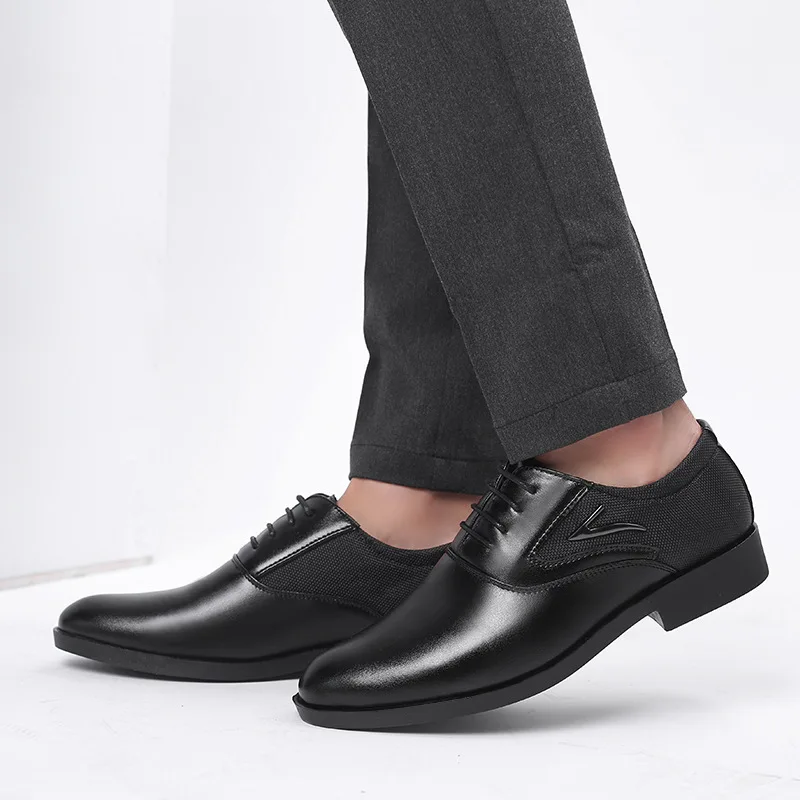 Men Fashion solid Color Lace Up Casual Business Shoes Non Slip Formal Office Event Shoes For Men