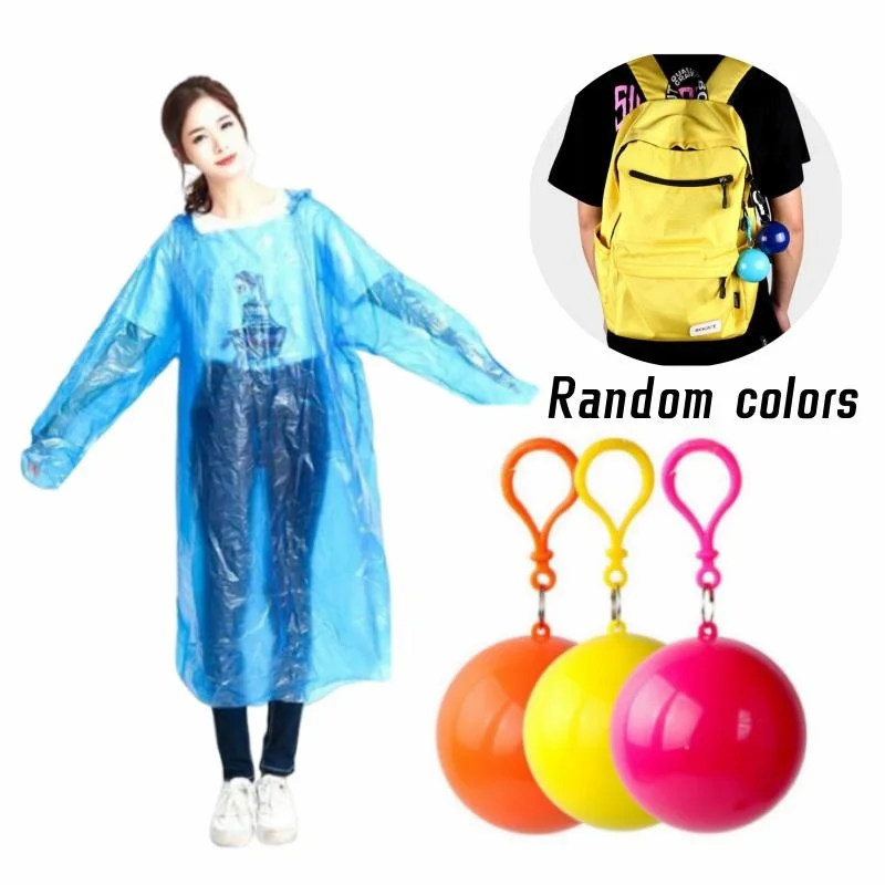 

Disposable Raincoat Portable Pvc Ball Shape Rainproof Long Raincoat Portable for Outdoor Transparent Raincoat Ball Random Colors