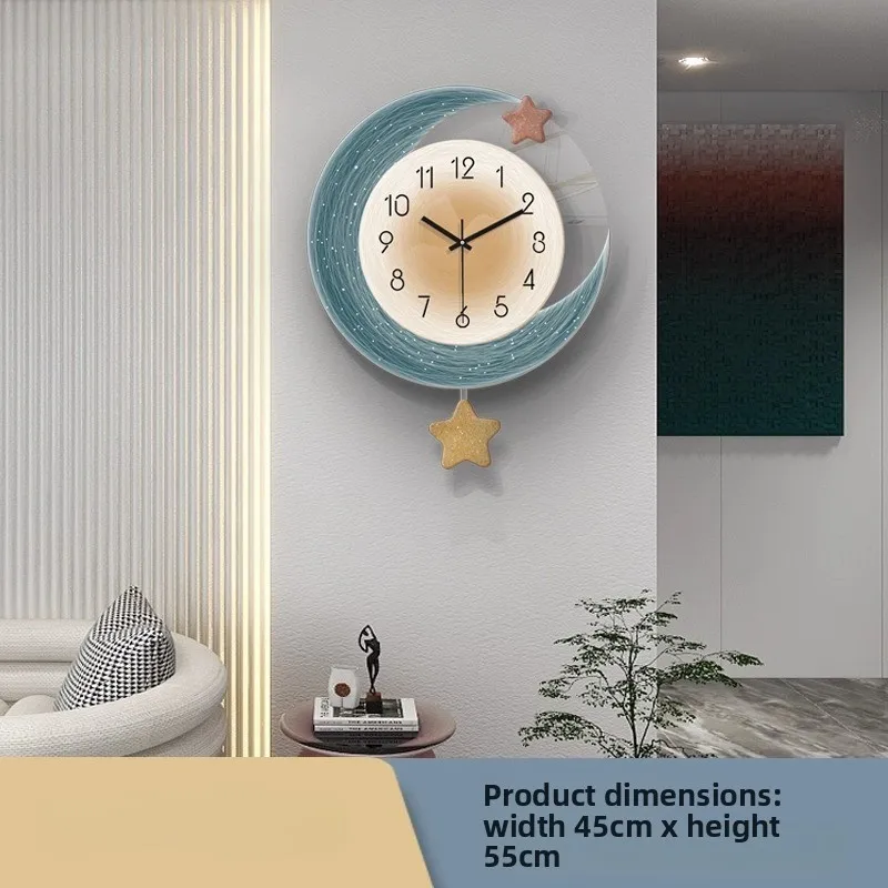 LED Light Wall Clock Dining Room Living Moon The Earth Modelling Silent Movement Bedroom Clock Wall Decoration Home Gifts