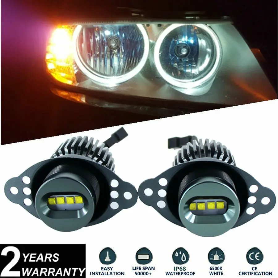 2x E90 E91 LCI 2008-2011 LED Angel Eyes Upgrade Halo Ring Bulbs Kit 40W Marker