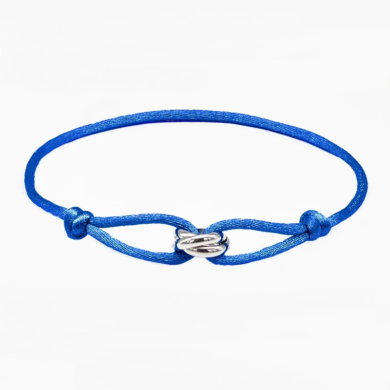 Klassische Marke Titan Stahl Liebhaber Drei Kreise Mit Bunten Seil Armband für Frauen Männer Benutzerdefinierte DIY Armband Großhandel New2023