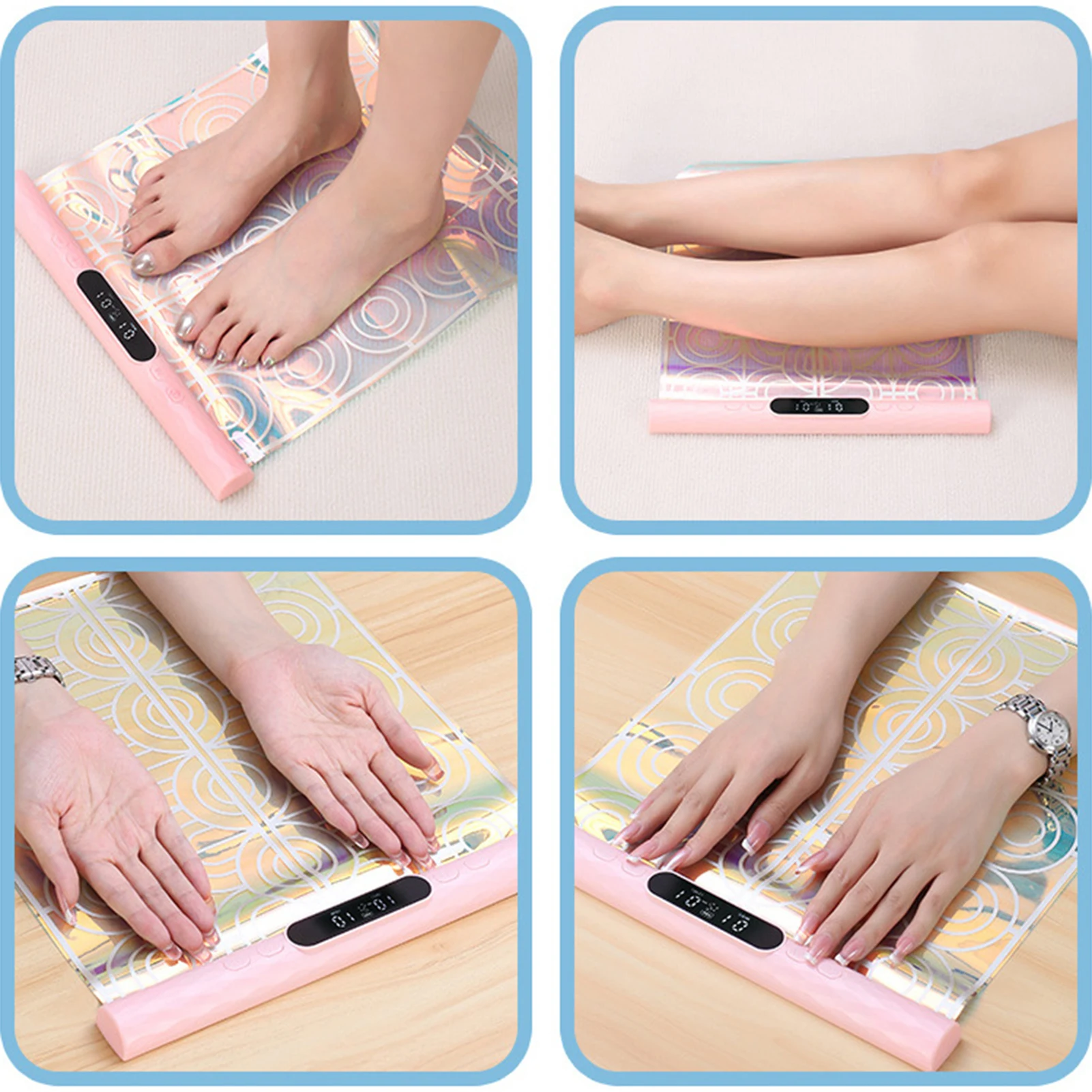 وسادة للقدم EMS 8 أوضاع 15 مستويات مدلك نبض ملون لتنحيف الساق مع جسم ABS وحصيرة PVC كابل USB وردي 36.5 × 31.5 سم #5