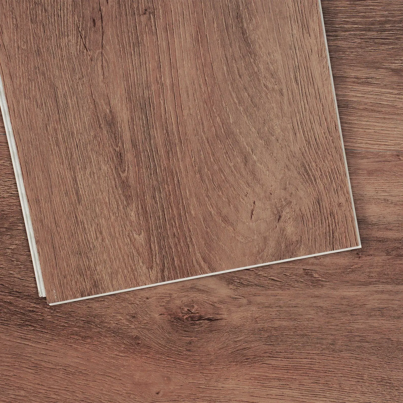 Interlocking Vinyl Floor Tiles 48 x 7.3 inch, 10 Tiles 5.5mm Thick Snap Together, Deep Brown Wood Grain DIY Flooring for Kitchen, Dining Room, Bedrooms & Bathrooms, Easy for Home Decor