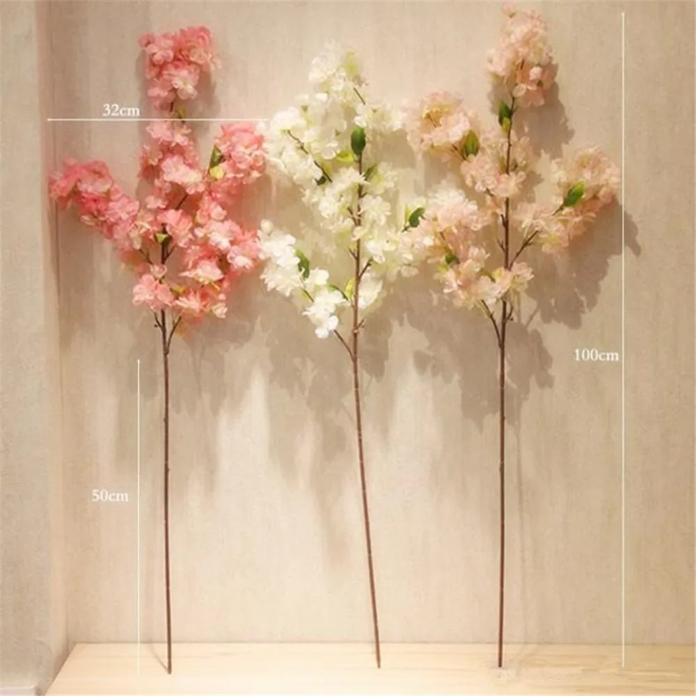 Silk Artificial Cherry Flower, Pink and White Cherry Tree, Home Decoration, Wedding Accessories, 100pcs