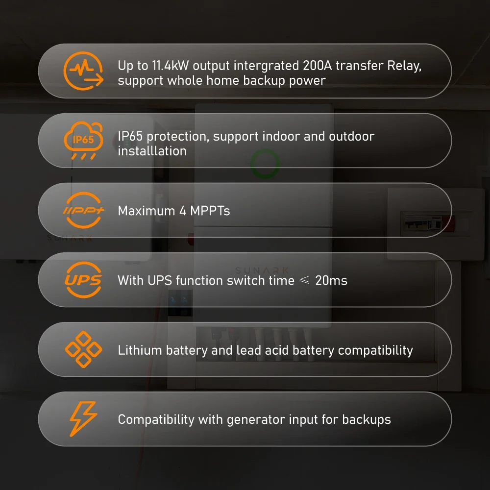 US Low Voltage Hybrid Inverter 5000W 5Kw 8Kw 10Kw 12Kw IP65 MPPT Home Solar Inverter Pure Sine Wave UL Certification