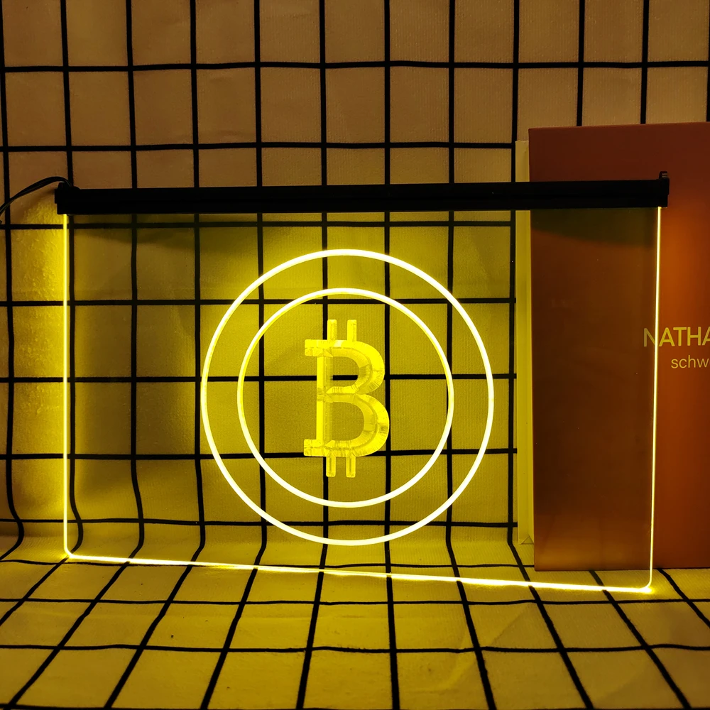 BTC Bitcoin beer bar pub club Retro LED Neon Sign Home Decor with Vintage Plaques and Posters for Room Office Farmhouse