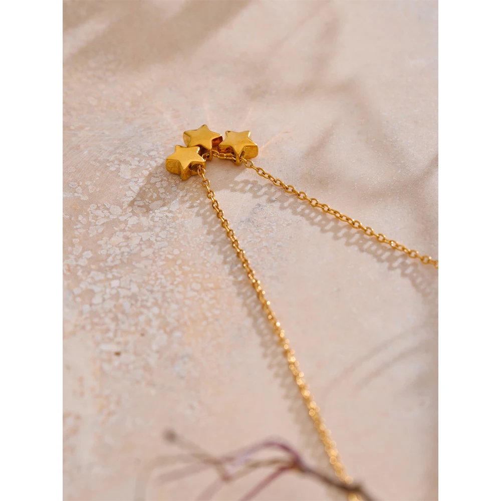 Yhpup Trendy Pentagram Star Pendant Daily Necklace 18K Golden PVD Plated Stainless Steel Collar Charm Jewelry Waterproof New