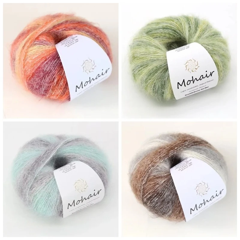 

200 г/набор, радужная градиентная мохеровая пряжа для ручного вязания шарфов, шапок, свитеров, шалей, DIY, вязание крючком, шерстяная нить, секционное окрашивание, розовый цвет