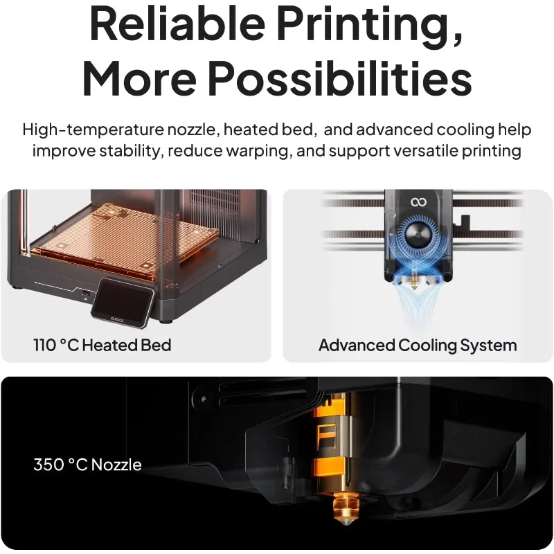2 Full Auto Calibration Beginner-Friendly CoreXY 500mm/s High-Speed Smooth Print 350°C High-Temp 3D Printer