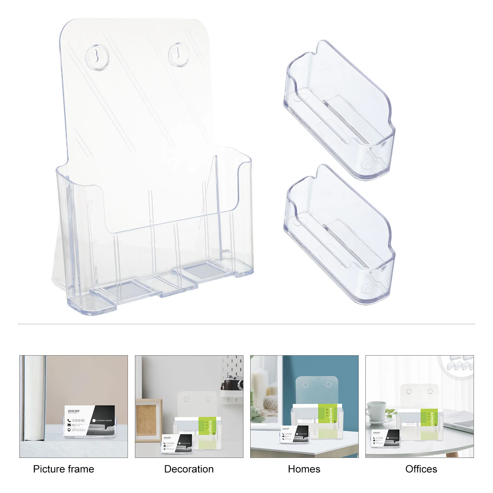 1 set espositore per file in acrilico supporto per libri da tavolo scatola di immagazzinaggio portatile per biglietti da visita organizzatore di brochure scaffale per libri trasparente