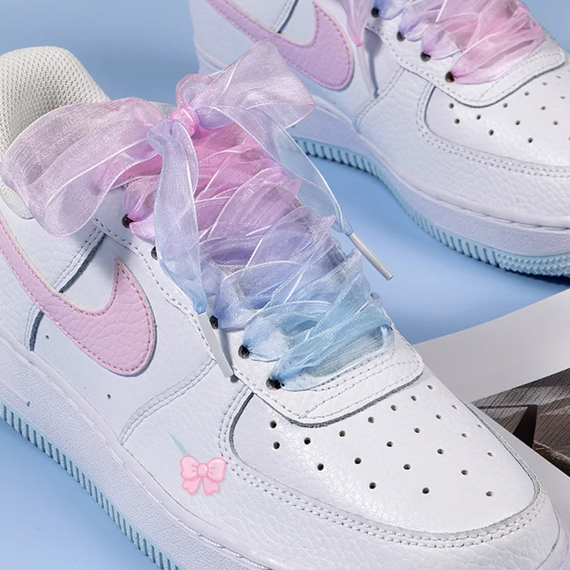 120 سنتيمتر طول 2.5 سنتيمتر واسعة قوس قزح الثلوج الشاش أربطة الحذاء مادة صديقة للبيئة مع حبل التدرج الوردي للأحذية الرياضية الكاجوال #1