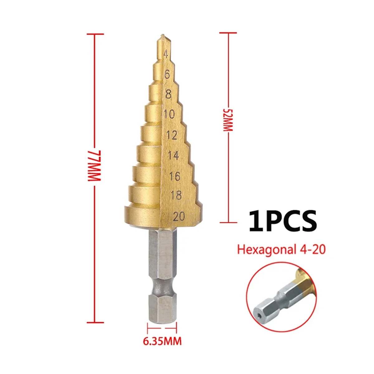 4-20mm HSS Straight Groove Step Drill Bit Wood Metal Hole Cutter Core Drill Bit Pagoda Drill Bit