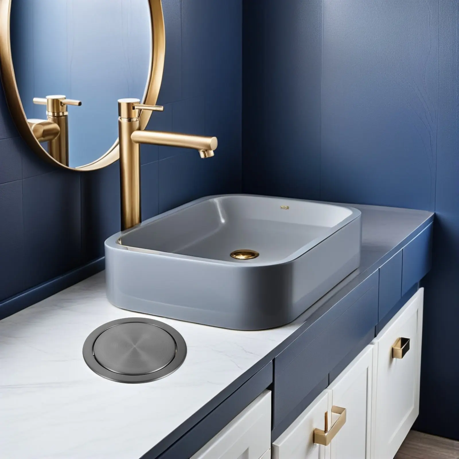 

Built-in Garbage Cover Can Countertop Embedded Waste Lid Trash Recessed Bathroom