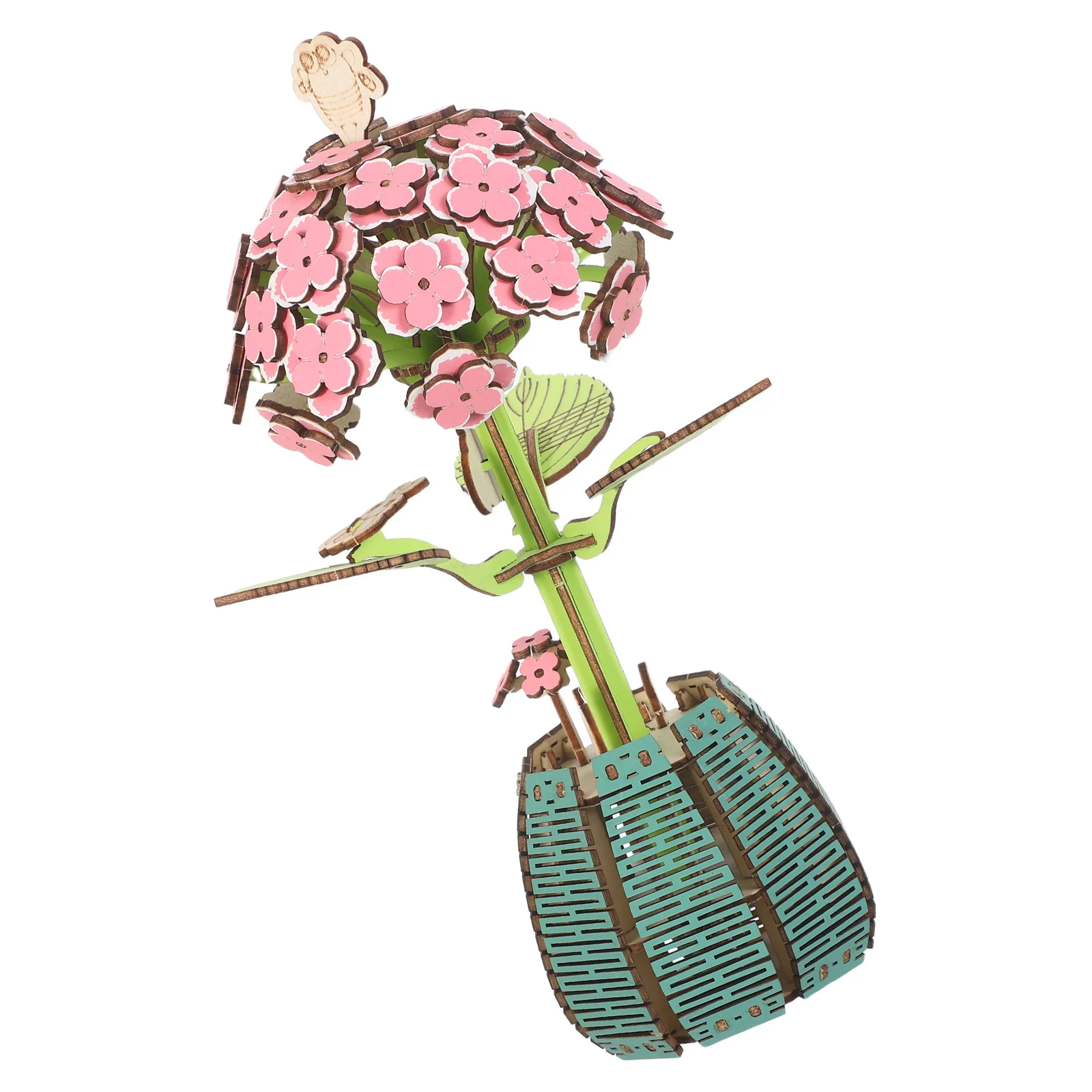 

1Set Wooden Hydrangea Bouquet Puzzle DIY Desktop Flower Decor Natural Wood Craft Plant Kit Creative Hand Assembling Floral