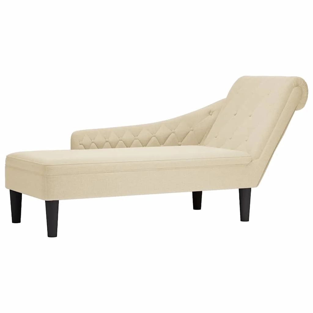 Chaise longue avec coussin et accoudoir droit en tissu crème, chaise longue rembourrée pour lecture, salon, chambre, relaxation, méditation