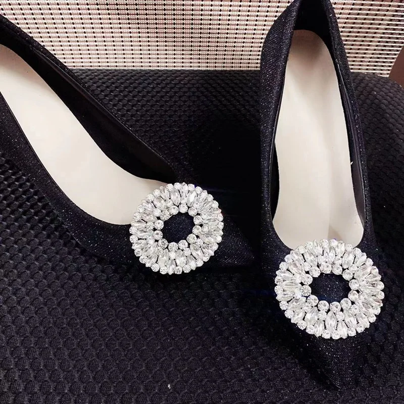 1Pair Detachable Shoes Decorations Shiny Crystal Shoes Clip Buckle Rhinestone Brooch Women Bag Pendant Shoe Clips Shoe Clips