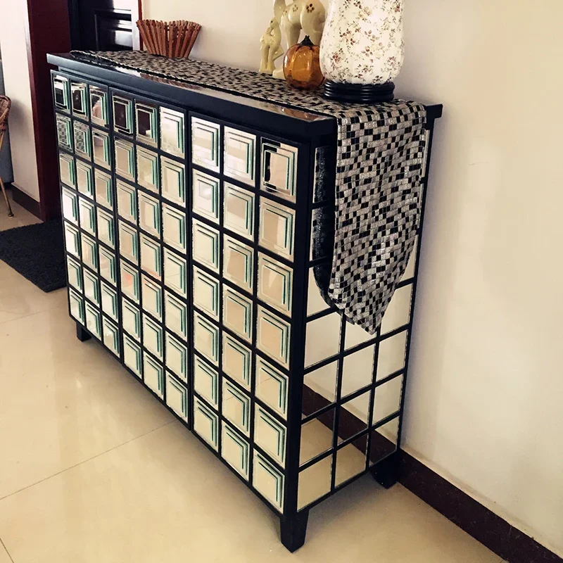 Mirror shoe cabinet household multi-layer large-capacity entrance hall entrance partition cabinet multi-functional glass side