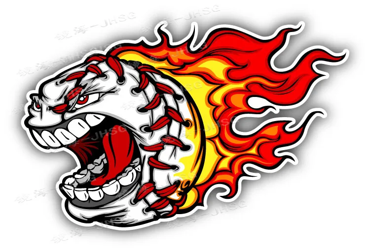 

Baseball Fireball Face Car Bumper Sticker Decal