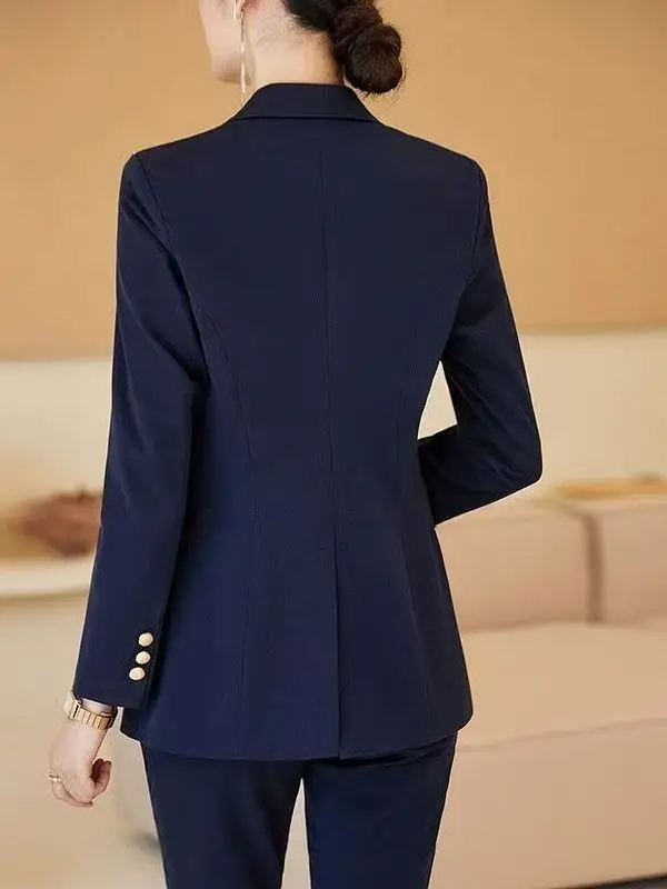 

Elegant Black Long Sleeve Career Women's Suit Set for Spring Autumn University Students Professional Outfit Ensemble