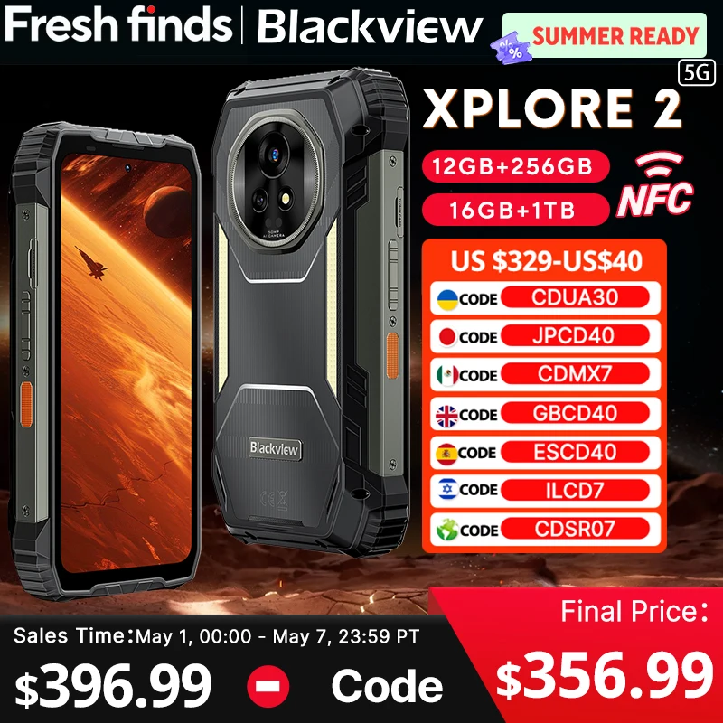 【World premiere】Blackview XPLORE 2 Rugged Phone 5G 6.73” 3.2K AMOLED Display MediaTek Dimensity 8300 20000mAh 120W Charger