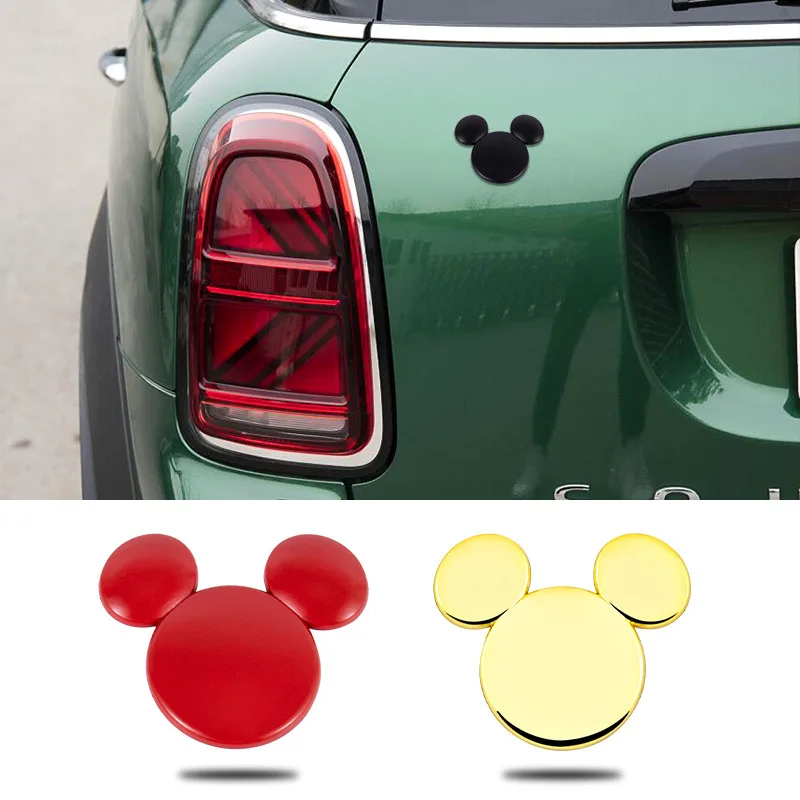 Disney 3D Mental Mickey Mouse Car Decal Waterproof Car Anime Sticker Chrome Badges Car Accessories for SUV Vehicle Motorcycle