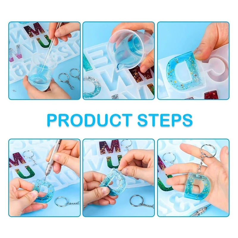 DIY Crystal Resin Drop Glue Alphabet English Word Pendant Keychain Silicone Handmade Mold Jewelry